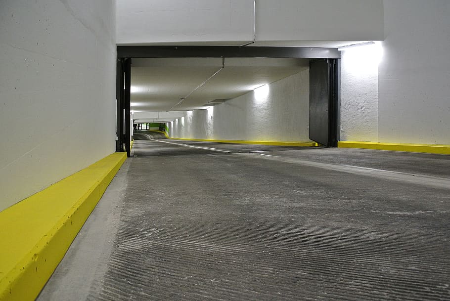 down, architecture, transportation, parking garage, no people HD wallpaper
