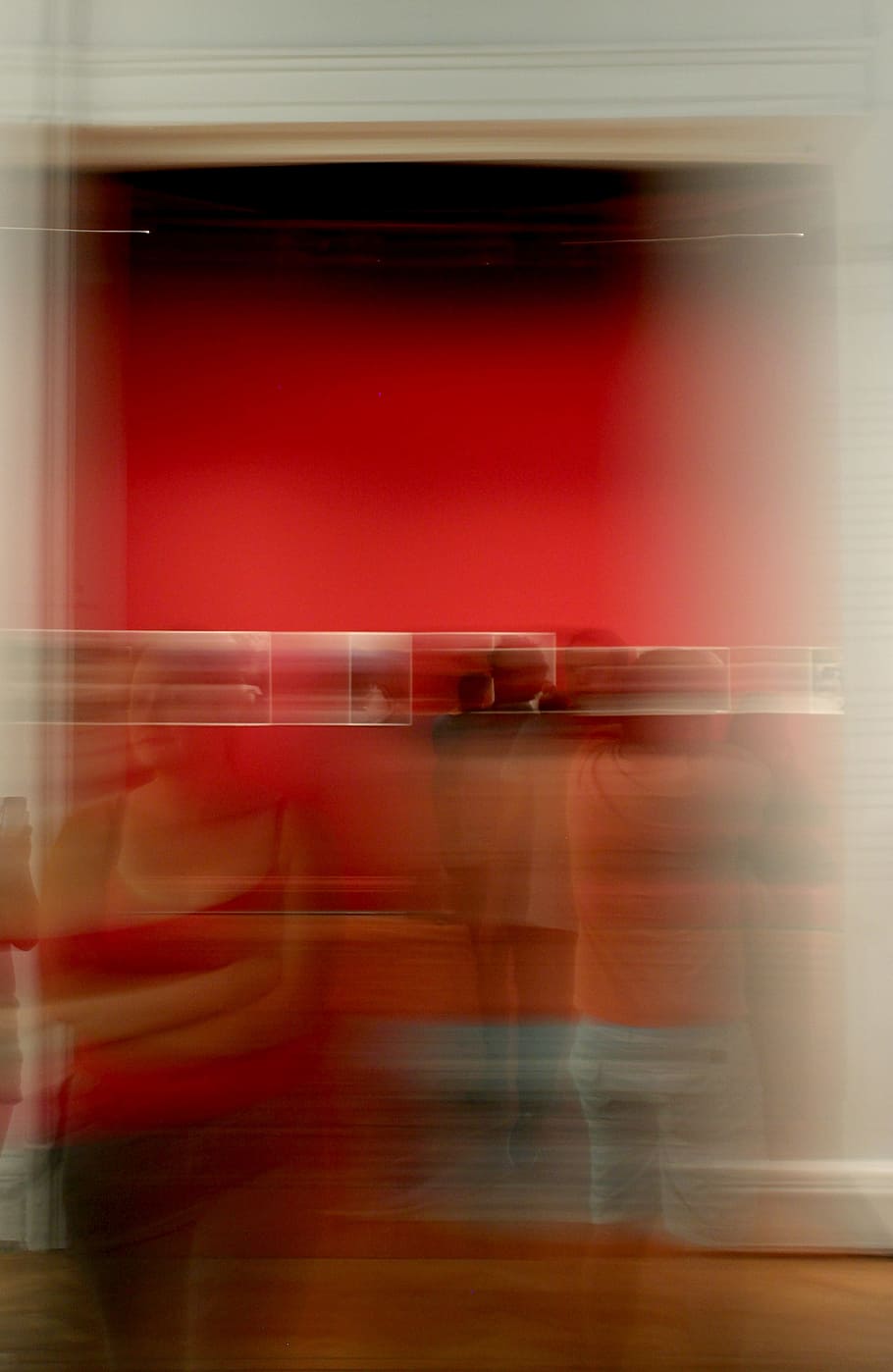 blur, people, long exposure, abstract, red, motion, museum HD wallpaper