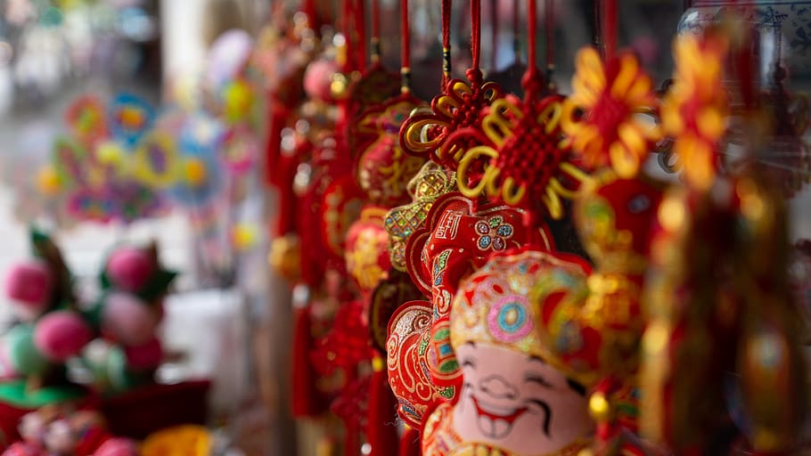chinese decor lot, multi colored, retail, market, choice, variation HD wallpaper