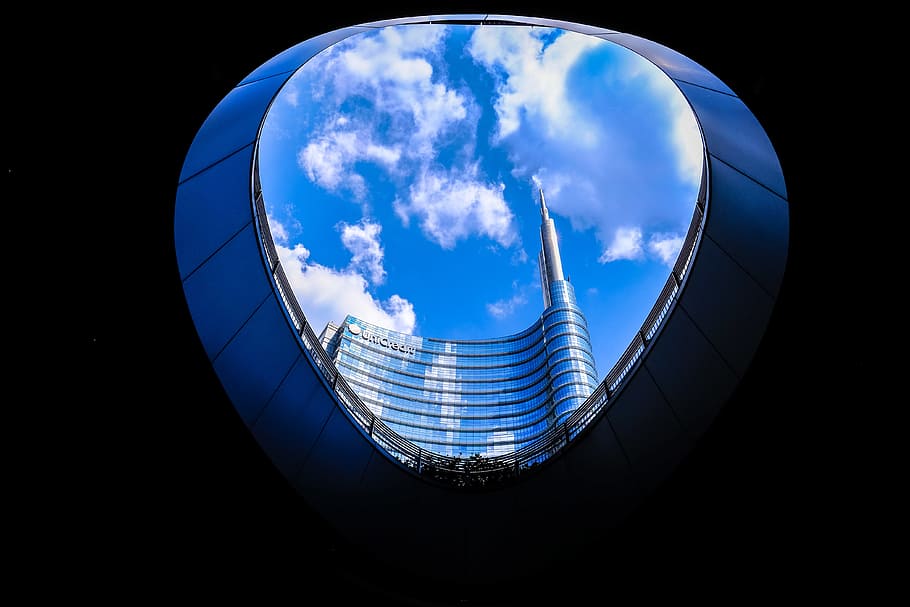 Concrete Building Under Blue Sky, architectural, architectural design HD wallpaper