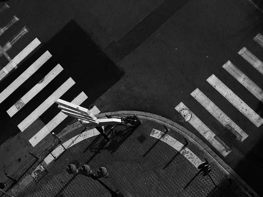 blackandwhite, street, high angle view, road marking, symbol HD wallpaper