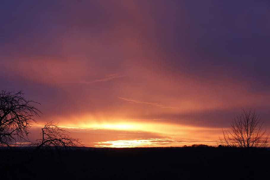 sun, sunset, landscape, sky, colorful, yellow, orange, red HD wallpaper