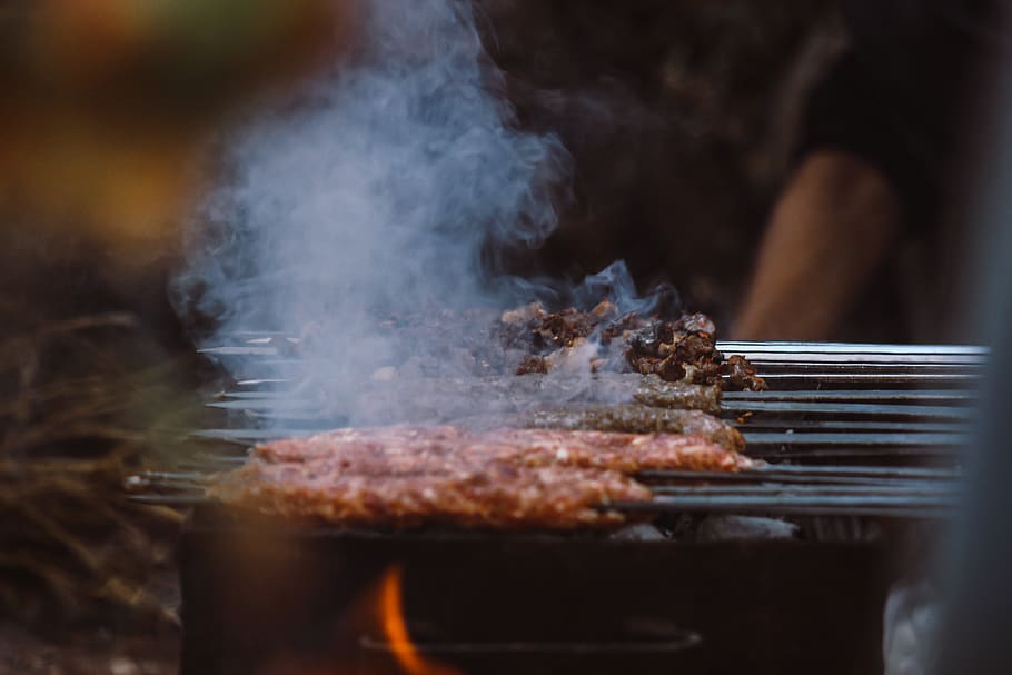 Close-up of Grilled Meats, barbecue, bbq, blurred background