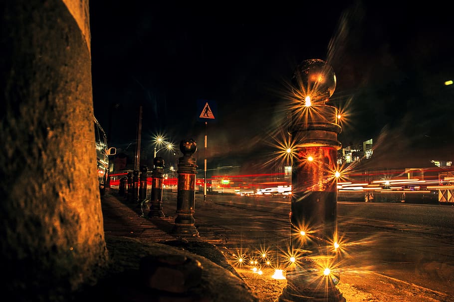 sri lanka, nuwara eliya, illuminated, night, street, city, motion, HD wallpaper