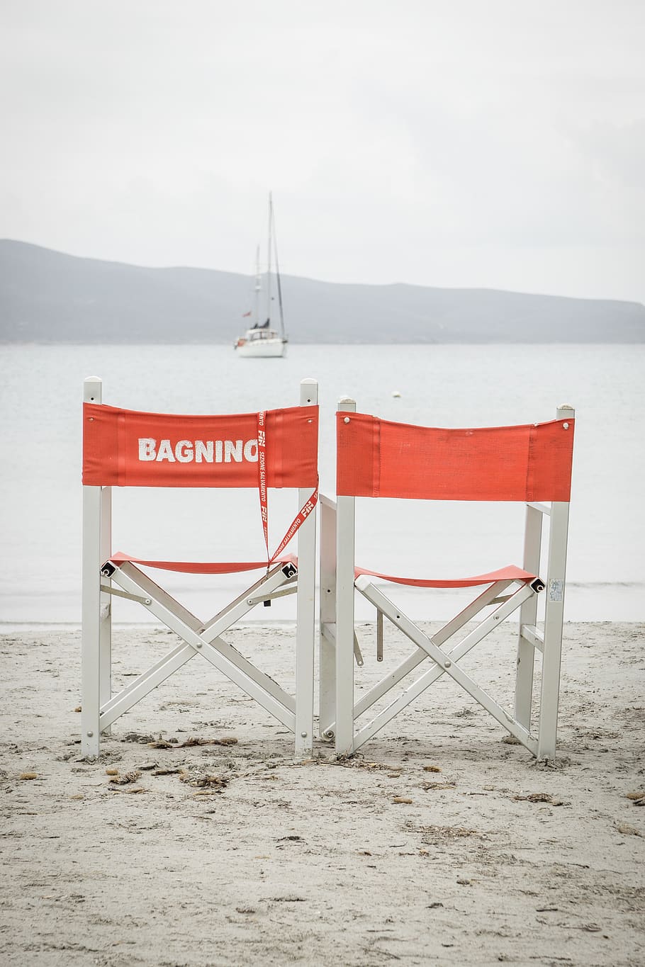 Hd Wallpaper Two White Folding Chairs During Daytime At Beach