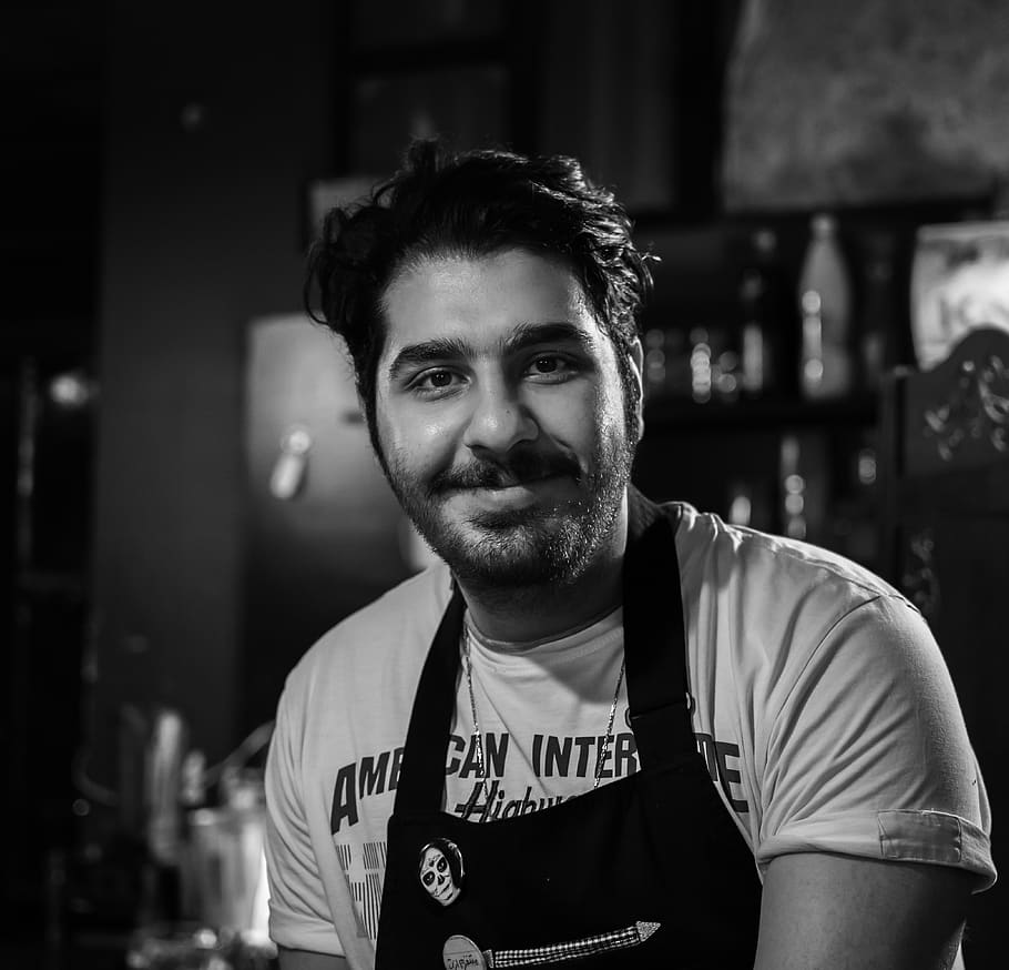 man wearing apron, human, people, person, back, iran, ahvaz, atrin café HD wallpaper