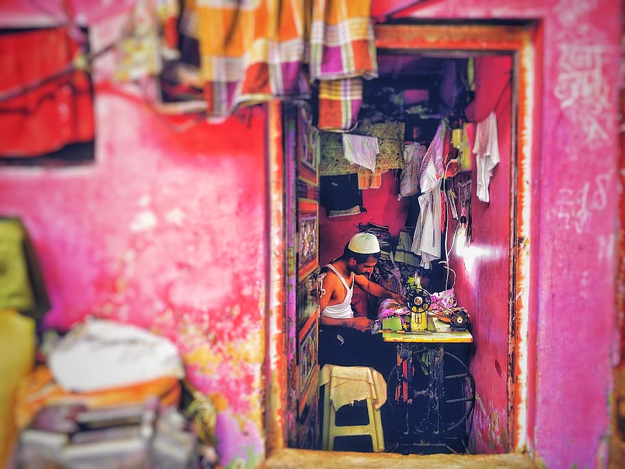 man using sewing machine, market, retail, for sale, choice, market stall HD wallpaper