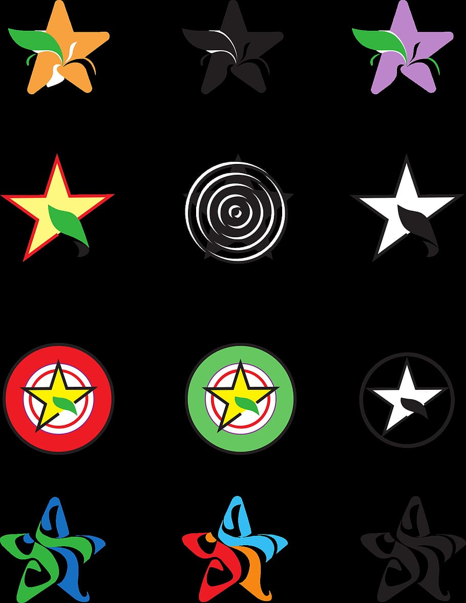 bunch, star, object, different, illuminated, star shape, night HD wallpaper