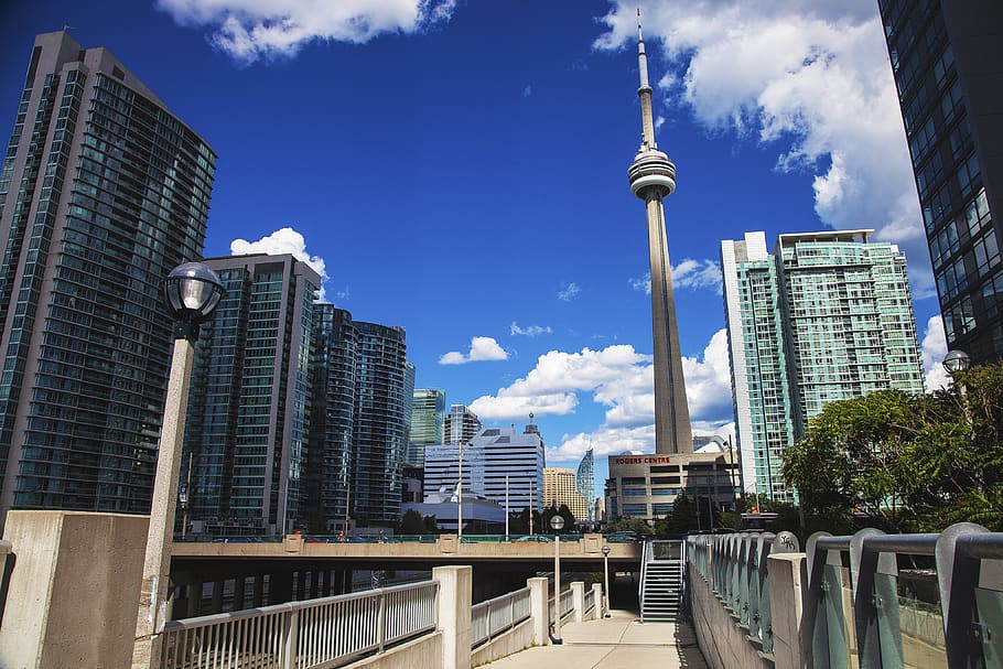 canada, toronto, sky, clouds, tower, city, street, spring, landscape HD wallpaper