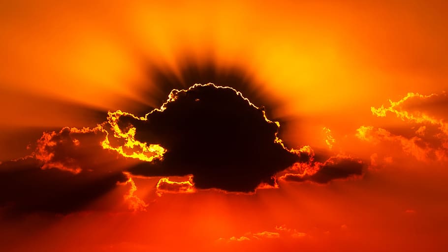 sunset, dusk, sky, clouds, beautiful, colors, colorful, outside HD wallpaper
