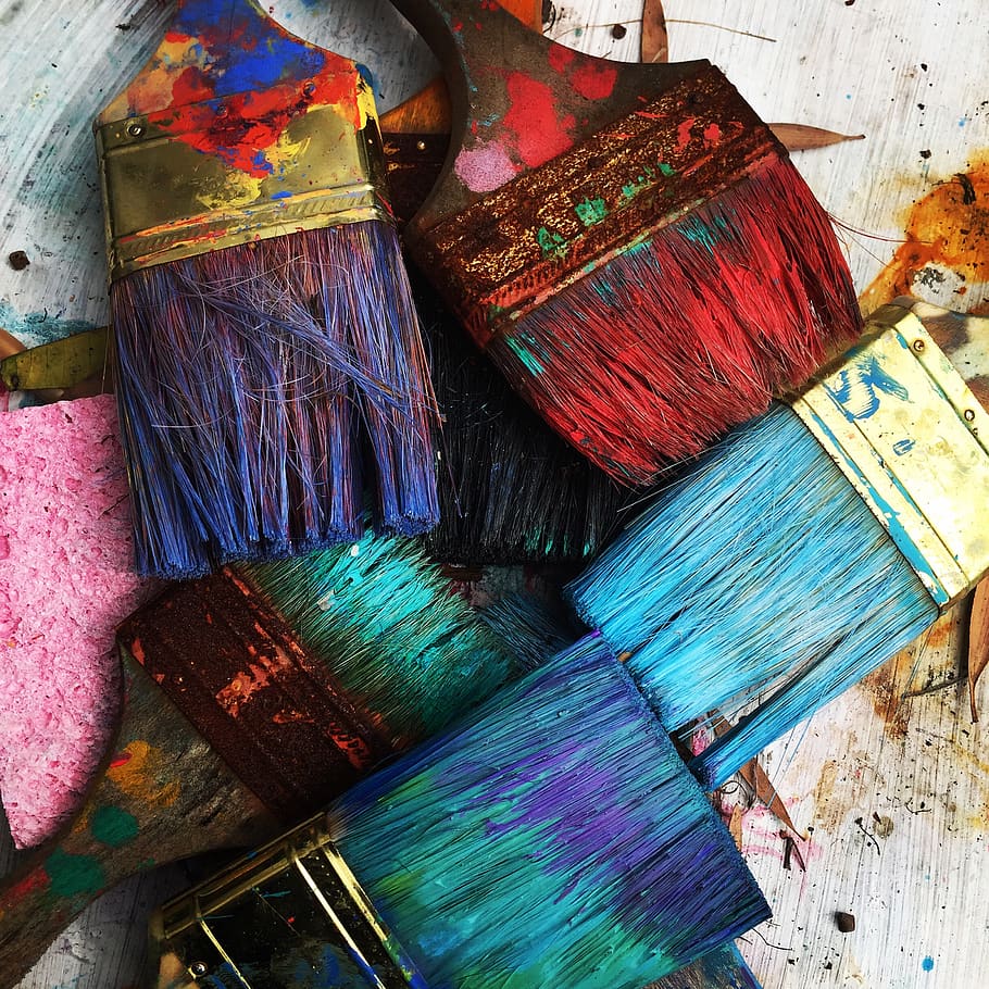 assorted-color paintbrushes, multi colored, art and craft, no people HD wallpaper