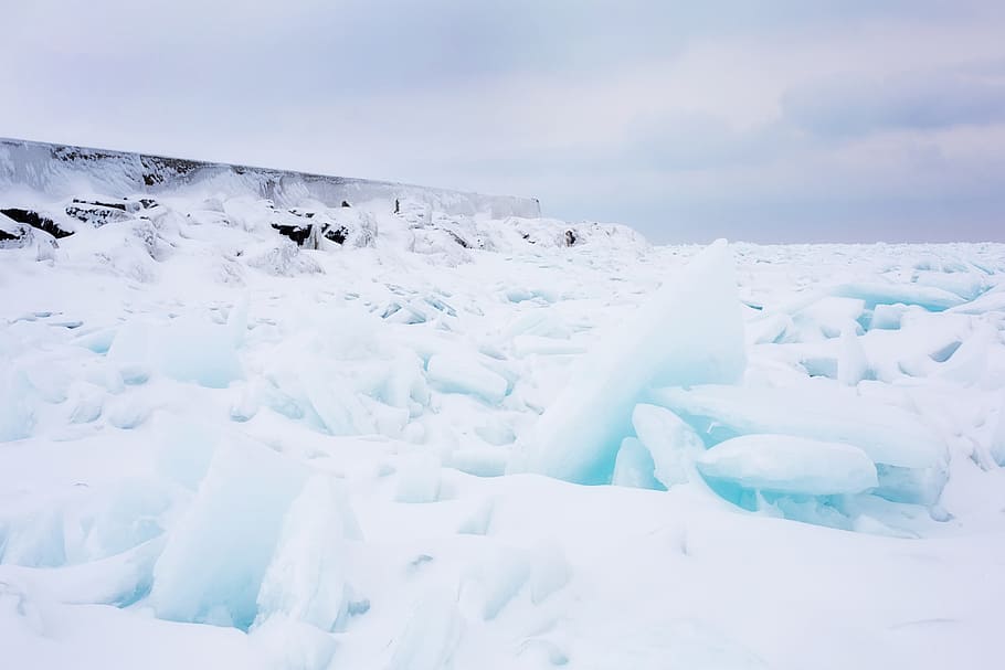 lake, huron, nature, landscape, ice, snow, frozen, winter, cold temperature HD wallpaper