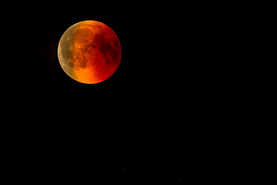 blood moon, lunar eclipse, moonlight, moonrise, ache, space HD wallpaper