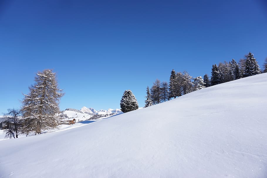 landscape, snow, winter, cold, blue sky, mountain, ice, nature HD wallpaper