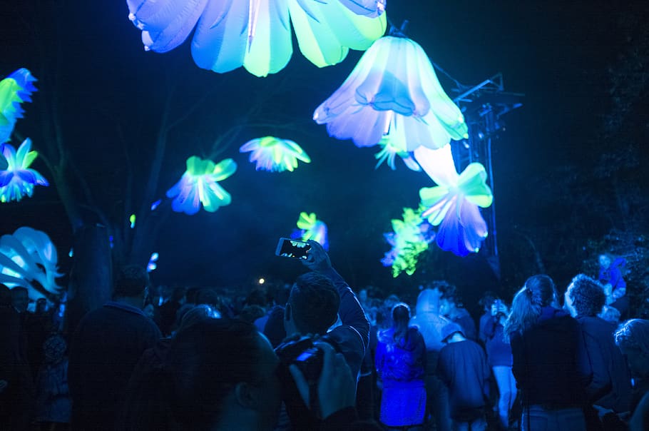 light, night, colour, phone, photography, people, crowd, festival HD wallpaper