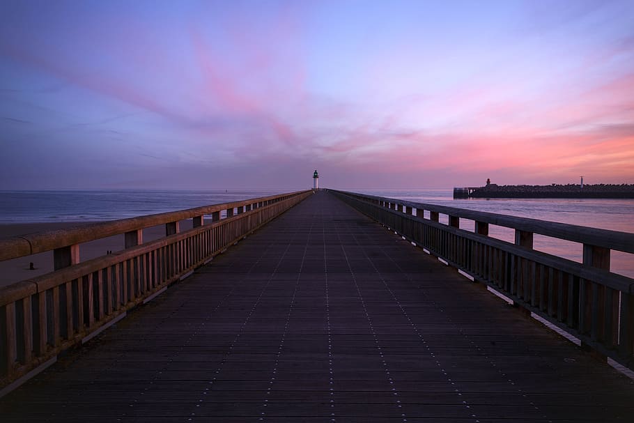 Board Walk Scenery, beach, boardwalk, bridge, colors, dawn, dock HD wallpaper