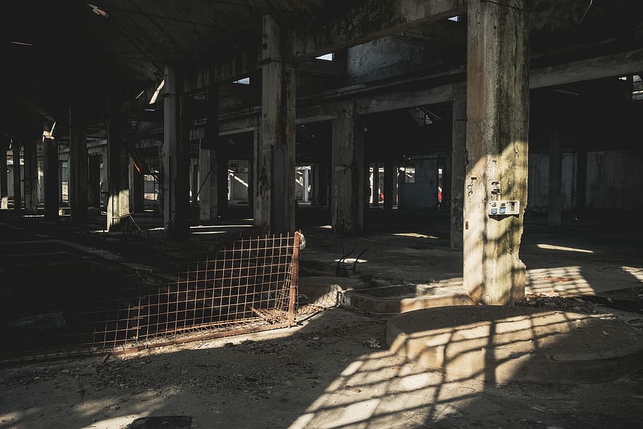 building, factory, walkway, path, architecture, urban, light HD wallpaper