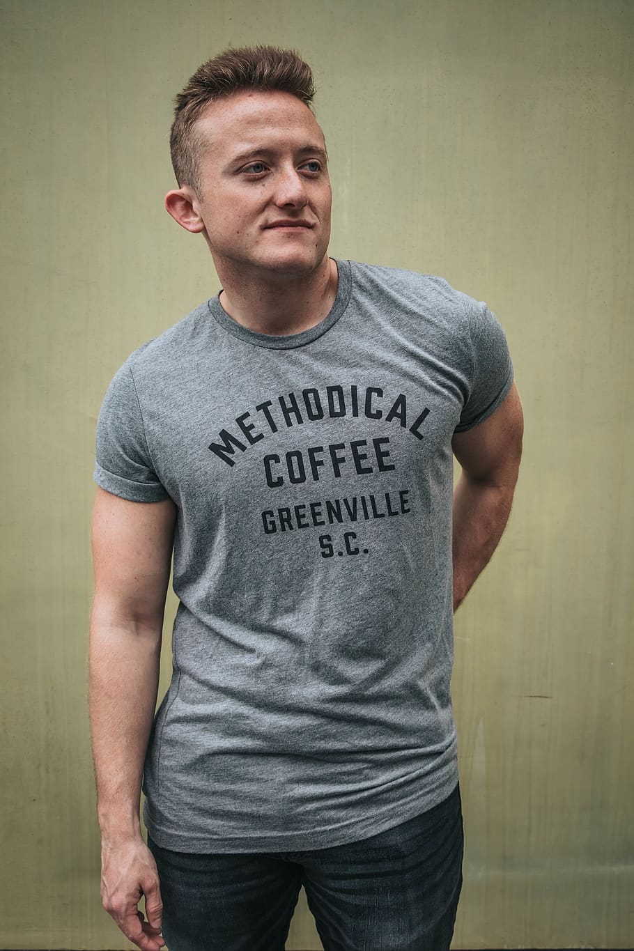man in gray top, clothing, apparel, human, person, sleeve, t-shirt HD wallpaper