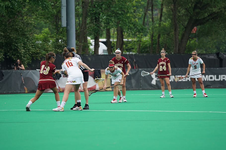 lacrosse, group of people, sport, competition, tree, plant HD wallpaper