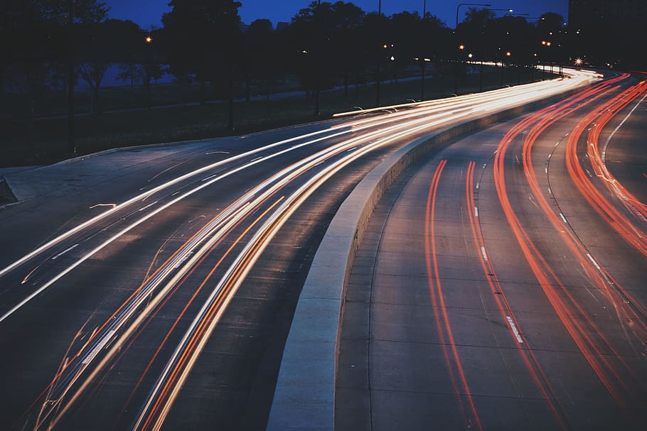 time-lapse of vehicles on road during night, traffic, way, highway HD wallpaper