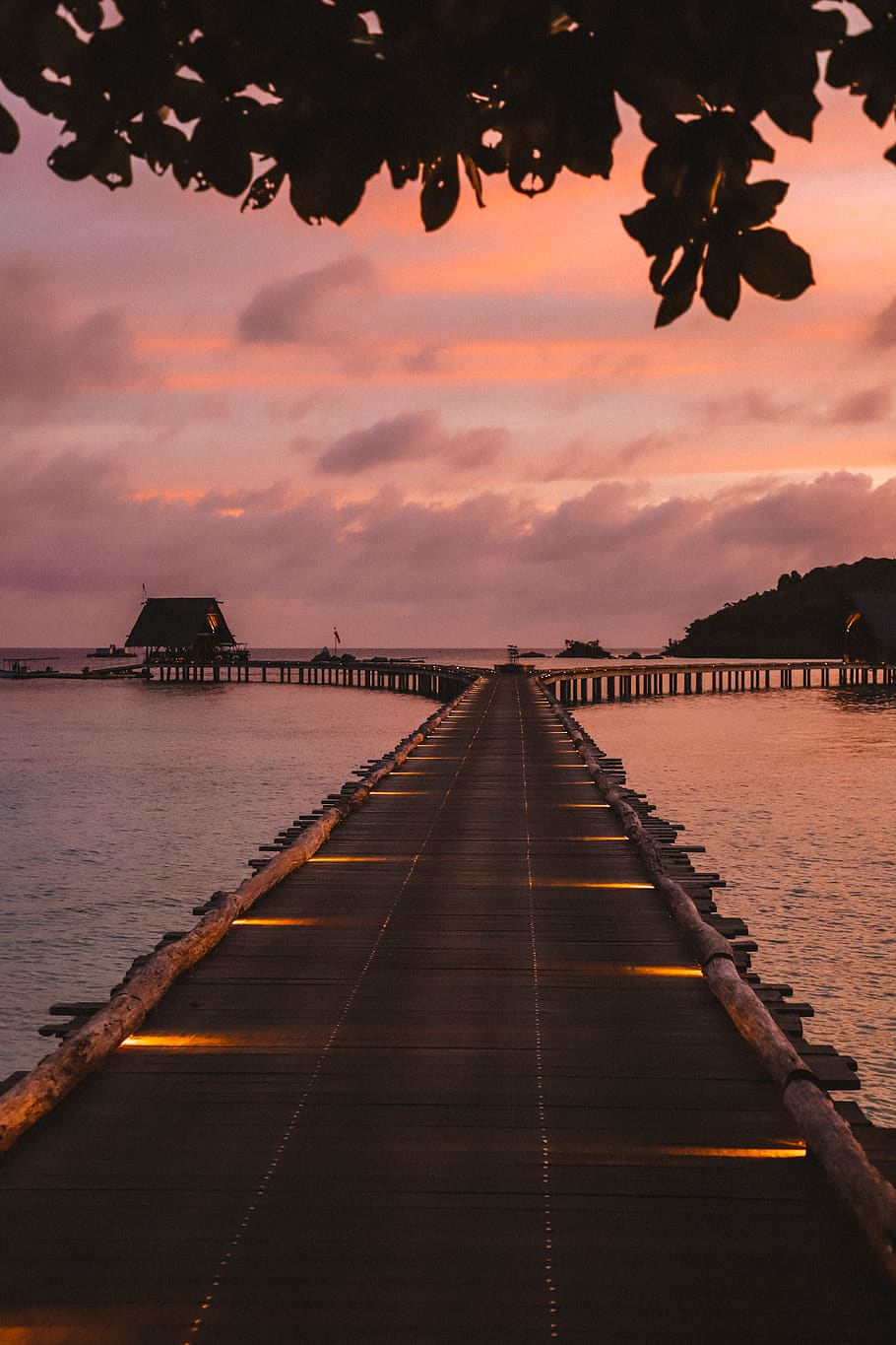 empty beach dock, sky, cloud - sky, water, sunset, nature, direction HD wallpaper