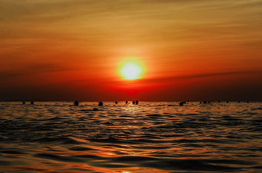 Sea Under Sun, beach, clouds, dark, evening, landscape, nature HD wallpaper