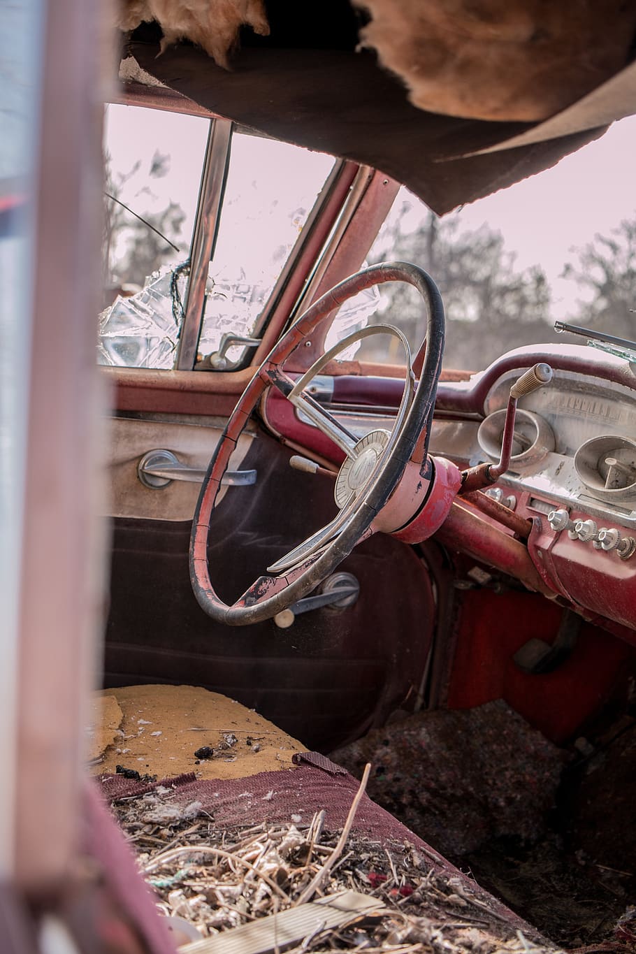 oldtimer, auto, rust, antique, rusted, decay, red, mode of transportation HD wallpaper