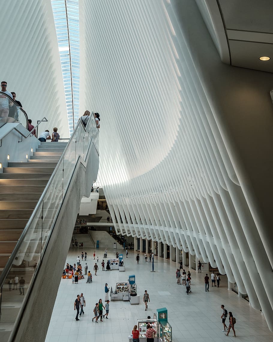 people inside building, handrail, banister, person, human, architecture HD wallpaper