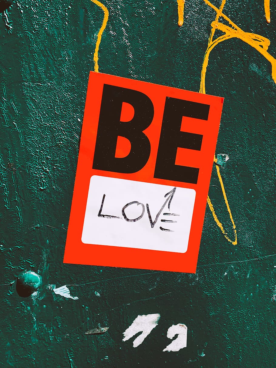Be Love card, text, communication, western script, sign, red HD wallpaper