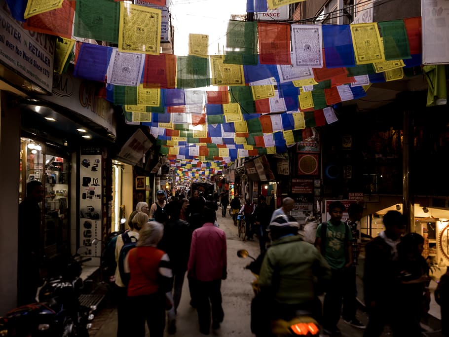nepal, kathmandu, thamel, architecture, group of people, city HD wallpaper