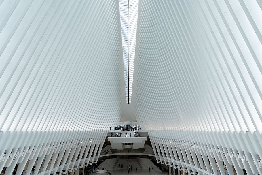 empty white hallway, grey, new york, the oculus, united states HD wallpaper