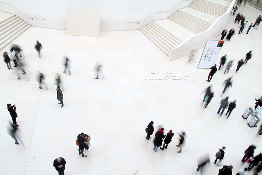 High-angle Photography of People in Ground, blur, crowd, indoors HD wallpaper