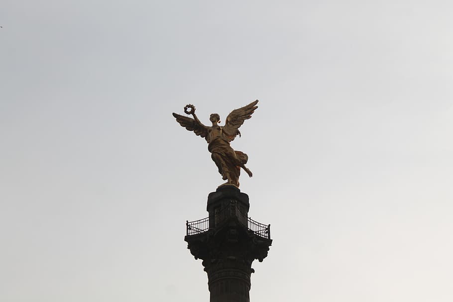 mexico, mexico city, angel de la independencia, golden, statue, HD wallpaper