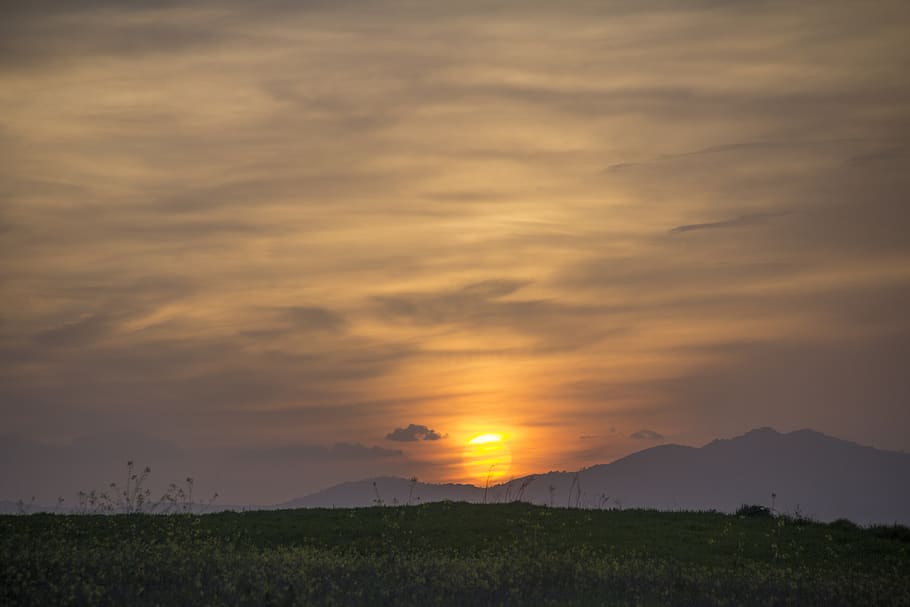 spain, brunete, sunset, clouds, mountains, sky, cloud - sky HD wallpaper