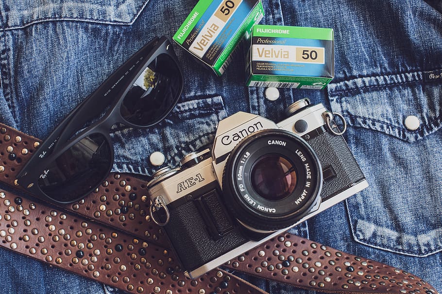 canon, analog, camera, ae-1, lens, jeans, velvia, fujifilm