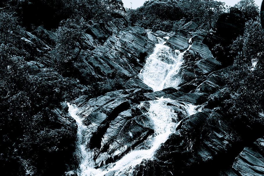 waterfall, rock, river, beauty in nature, no people, scenics - nature HD wallpaper