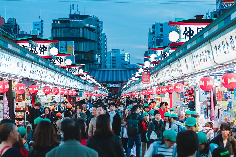 Nakamise-Dōri, person, pedestrian, human, market, japan, crowd, HD wallpaper