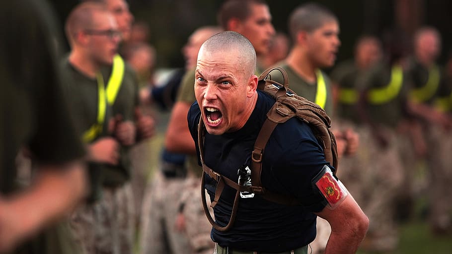 Man Wearing Brown Backpack, adult, battle, boot camp, crowd, intense, HD wallpaper