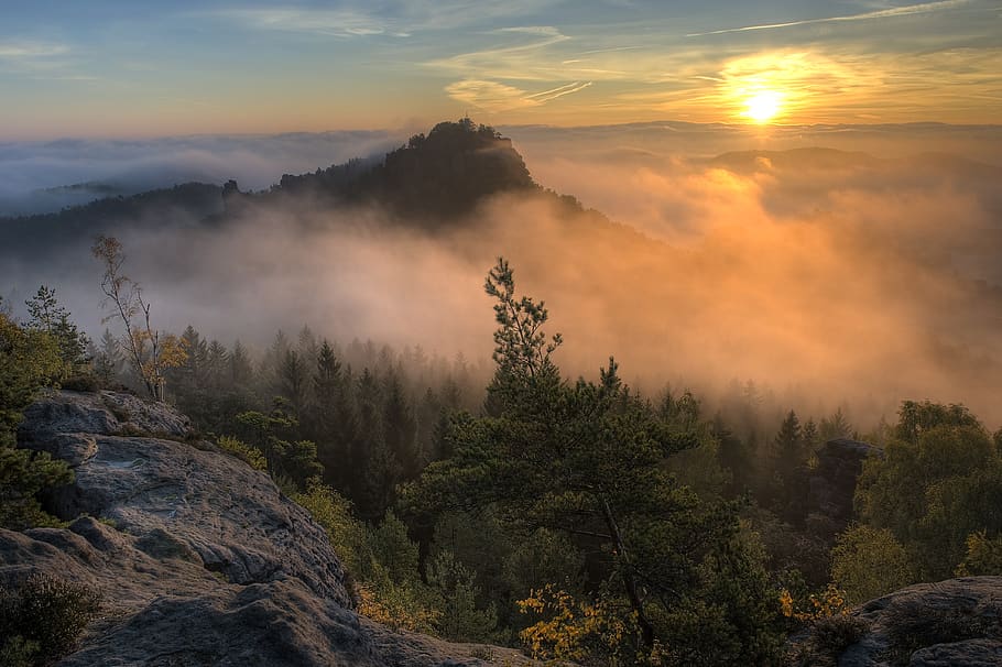 sun, clouds, sky, sunset, nature, sunrise, dusk, mood, landscape HD wallpaper