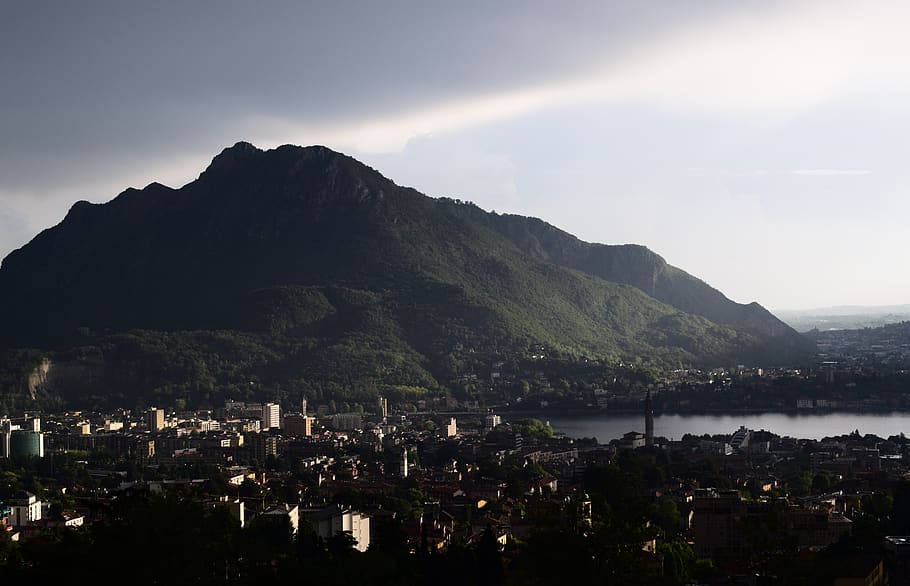 italy, lecco, sky, darkness, thunderstorm, cloudy, mountain, HD wallpaper