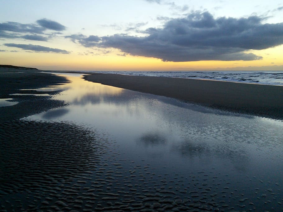 beach, sunset, sea, water, sky, cloud - sky, scenics - nature HD wallpaper