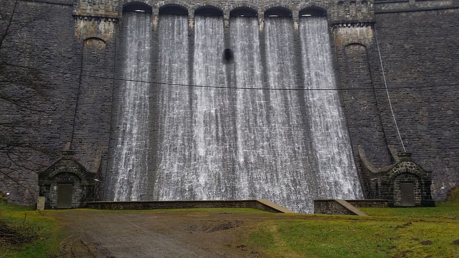dam, overflow, barrier wall, germany, oestertalsprre, built structure HD wallpaper