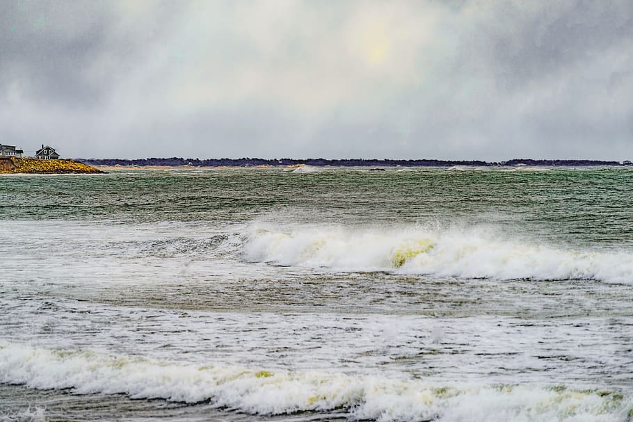 ocean, sky, sea, beach, water, clouds, nature, coast, horizon HD wallpaper