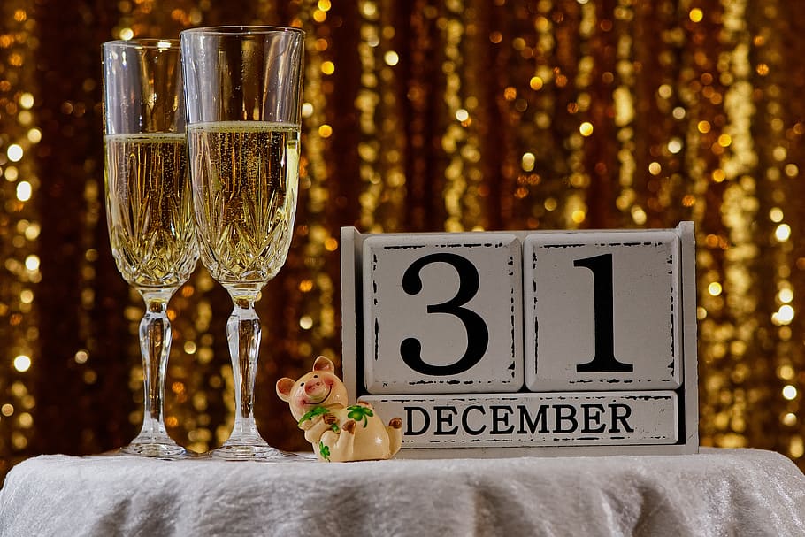 new year's eve, new year's day, party, champagne, glasses, abut, HD wallpaper
