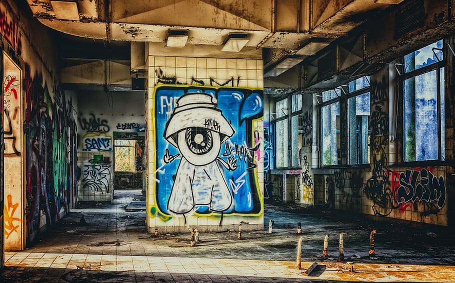 lost places, graffiti, ruin, house, pforphoto, ailing, space, HD wallpaper