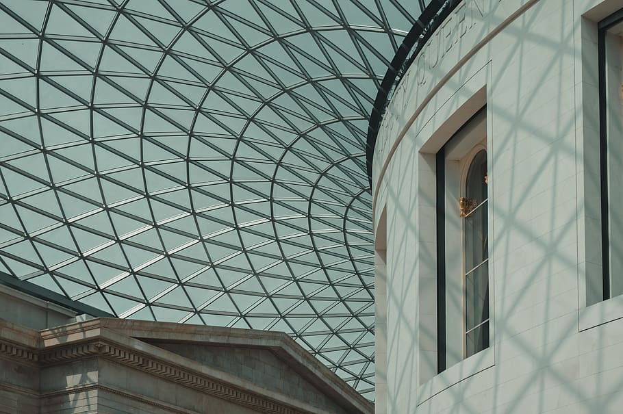 building, architecture, window, skylight, london, british museum, HD wallpaper