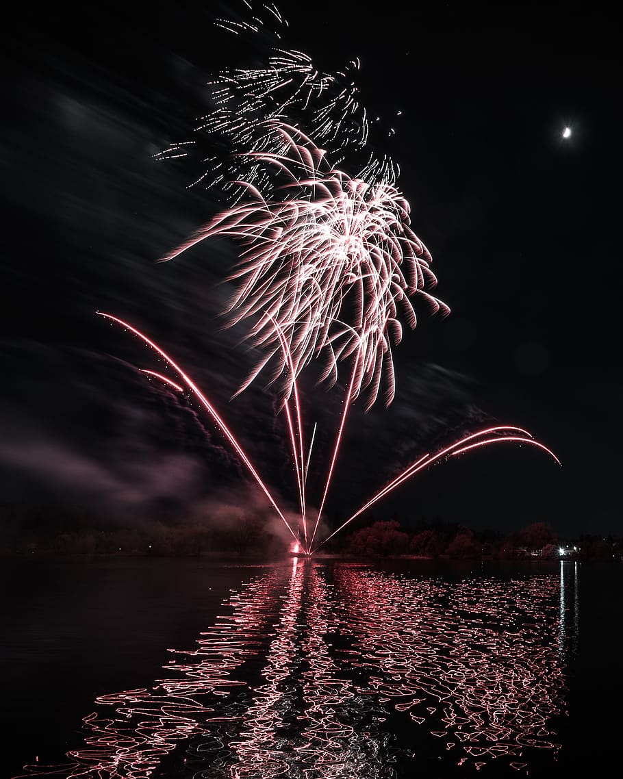 light, smoke, sky, lake, water, night, ontario, canada, ottawa HD wallpaper