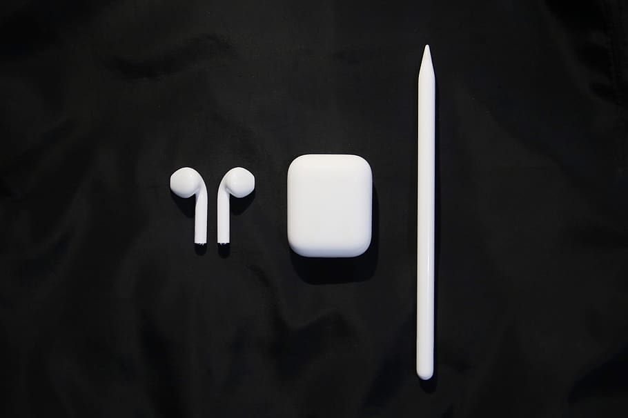 apple, airpods, applepencil, appleproduct, minimal, white, iphone, HD wallpaper