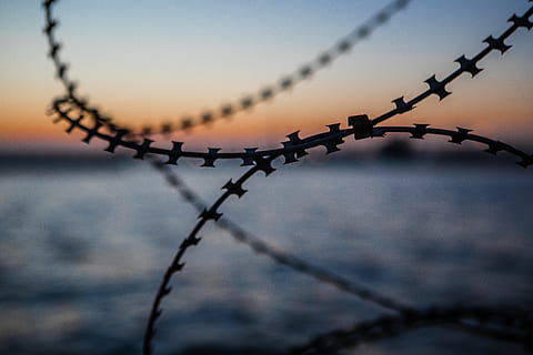 wire, barbed wire, warehouse 4, greece, thessaloniki, utility pole HD wallpaper