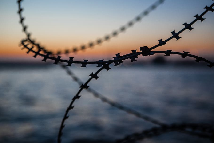 wire, barbed wire, warehouse 4, greece, thessaloniki, utility pole HD wallpaper